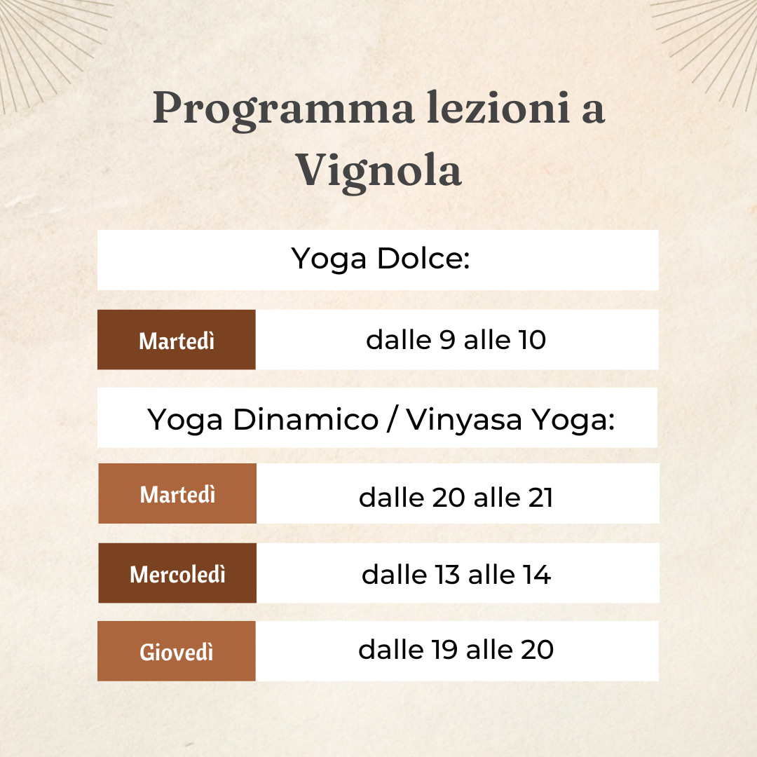 Programma lezioni di Yoga a vignola settimanali